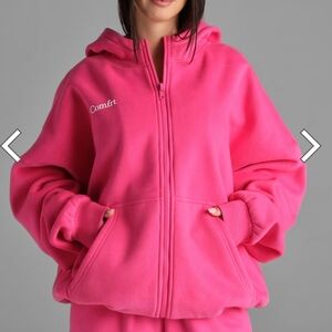 3305 New Comfrt Cloud Zip Hoodie Sz Large Hot Pink